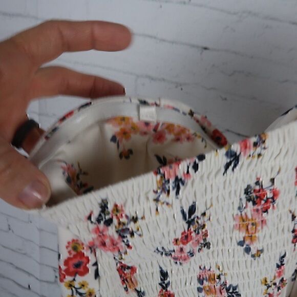 NO BOUNDRIES STRAPLESS IVORY FLORAL MINI DRESS SIZE MEDIUM - Picture 7 of 9